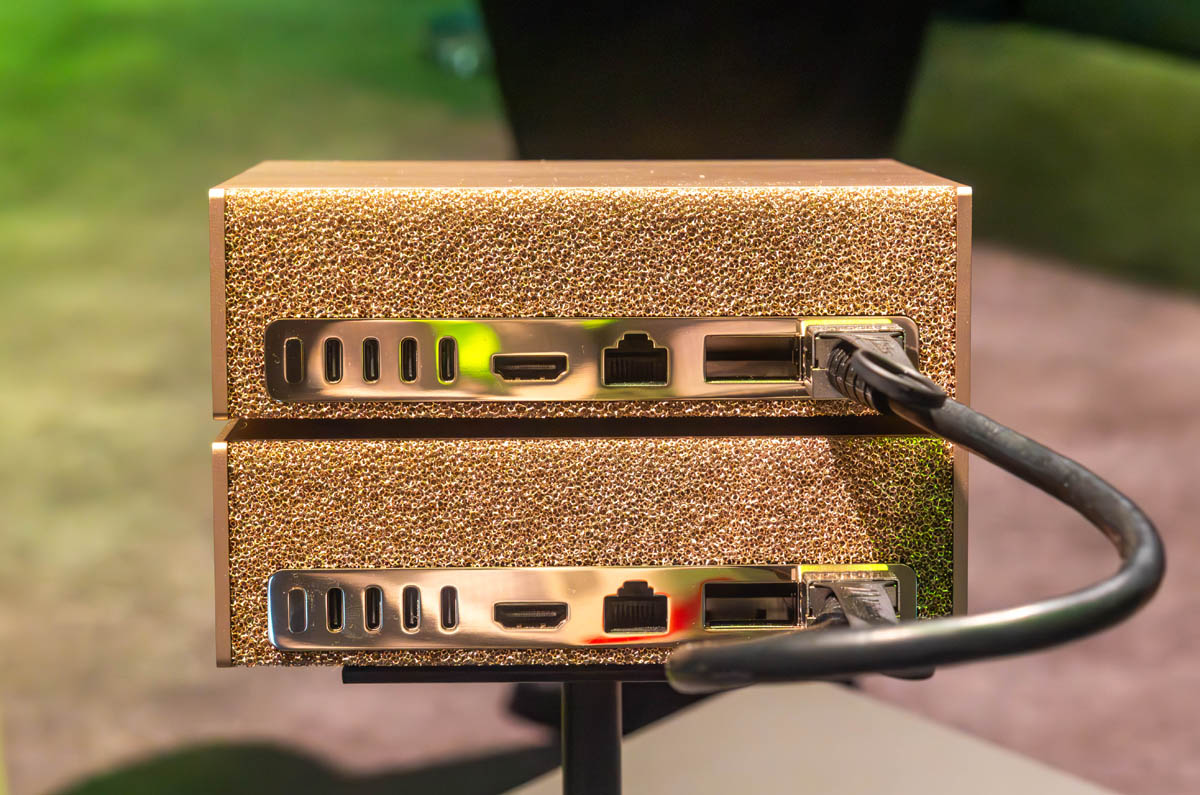 Two-node NVIDIA DGX Spark cluster front angle